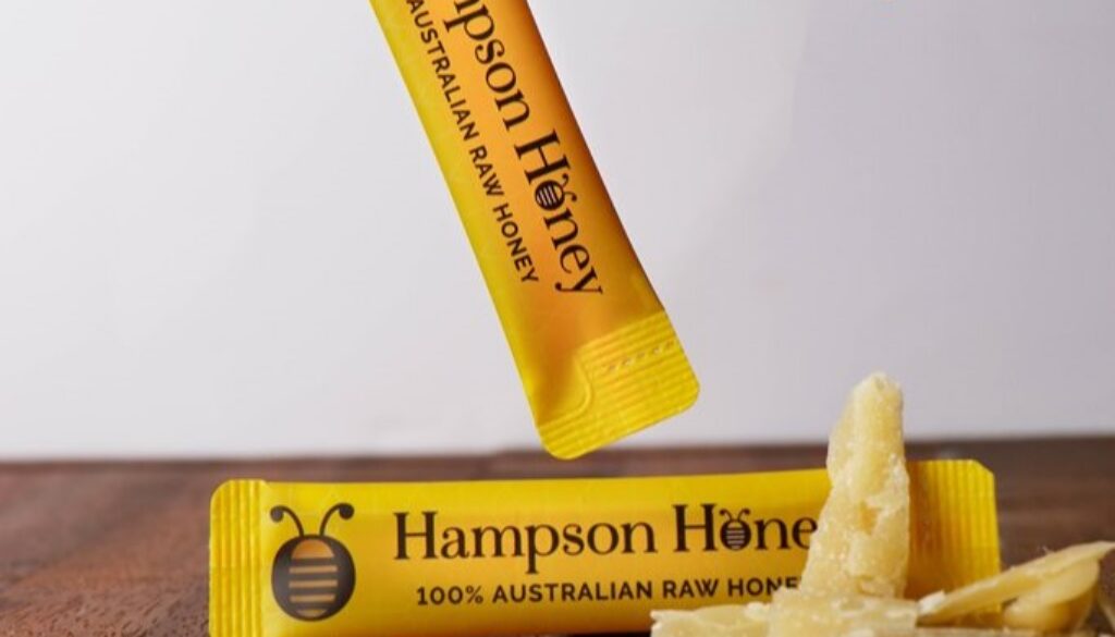 Raw honey sachets for energy on the go