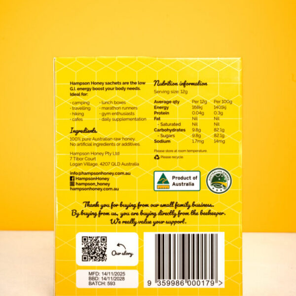 Australian Raw Honey Sachets - 12g (Box of 20)